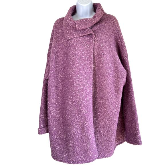Eileen Fisher Chunky Alpaca Wool Blend Oversized Sweater Coat Plus Size 1X Cozy - Picture 1 of 5